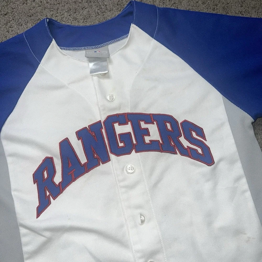 MLB Texas Rangers Stadium Souvenir White Jersey Michael Young‎ #10 Youth Size S